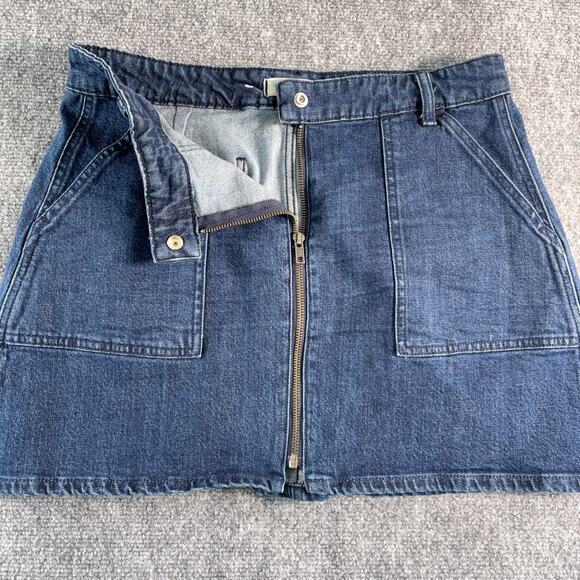 Madewell Denim Mini Skirt H2336 Size 30 (10) Cotton/Elastane Zip Front Pockets - Picture 3 of 7